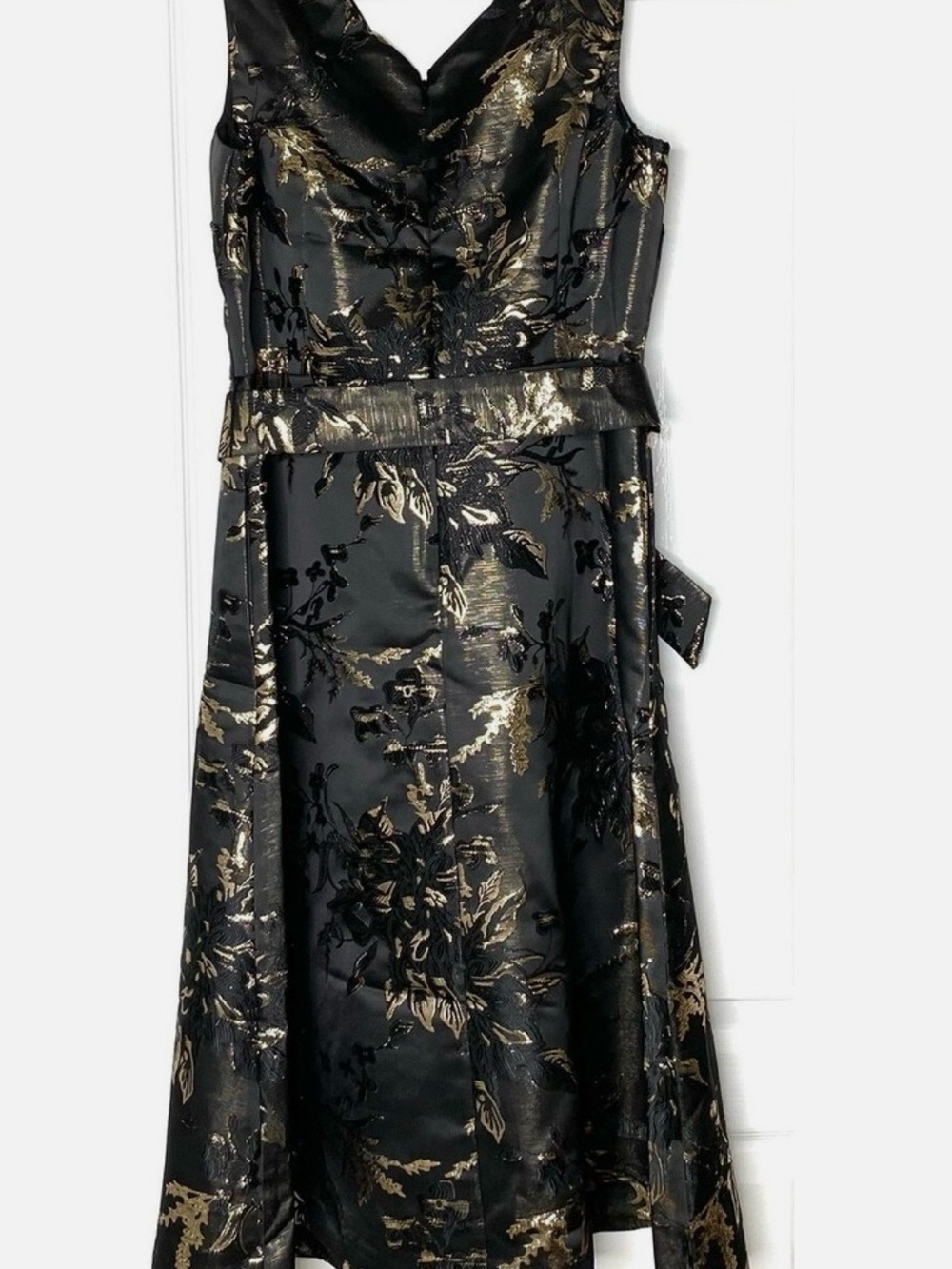Talbots Black and Gold Jacquard Maxi Dress elegant